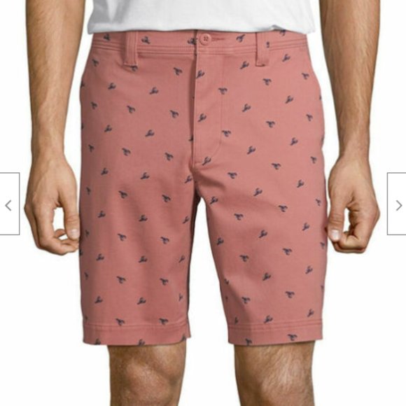 St. John's Bay Men's Power Stretch Chino Shorts Size 44 Washed Lobster Color - Picture 1 of 11